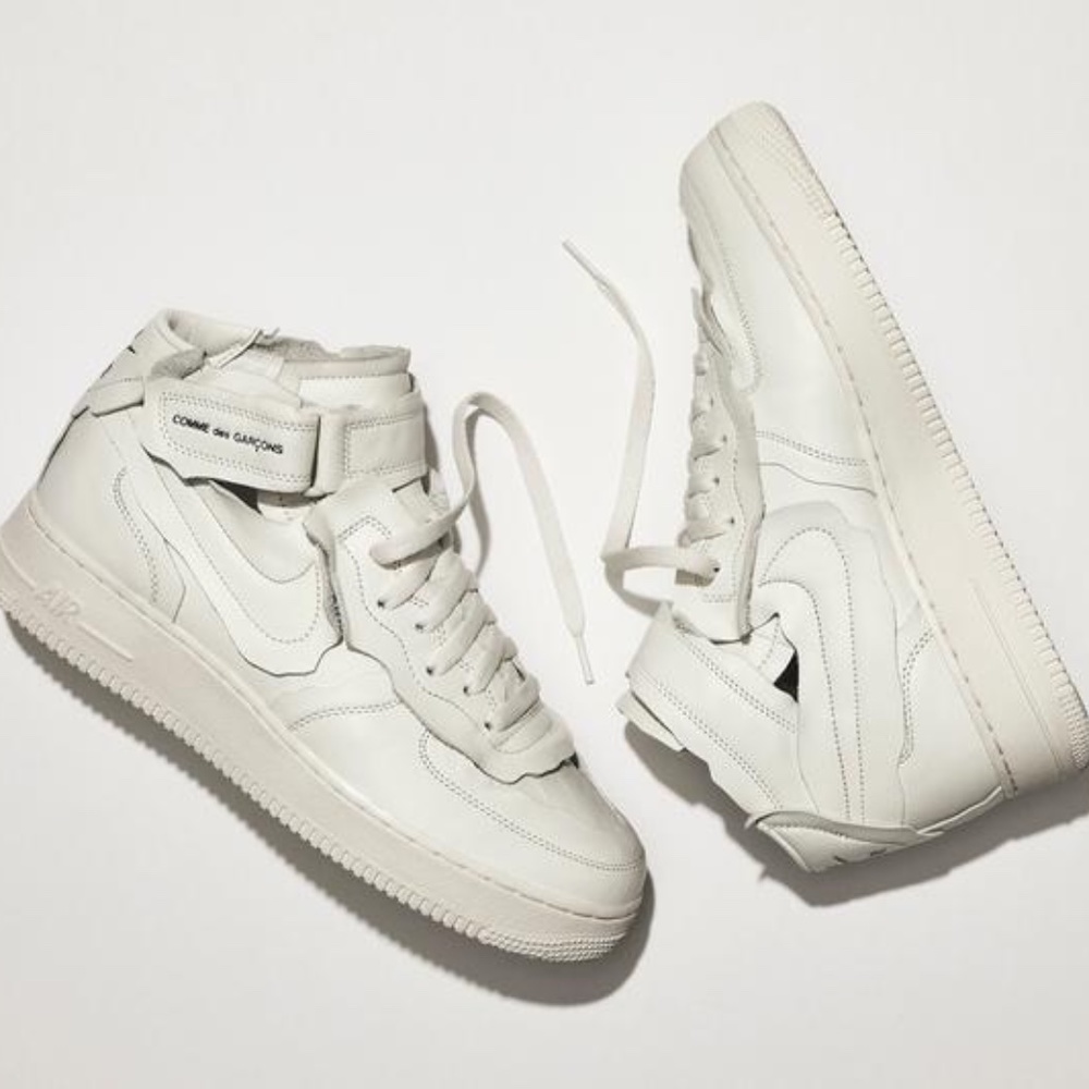 Men's CDG x NIKE Cut Off Air Force 1 Leather Sneakers - Picture 1 of 3